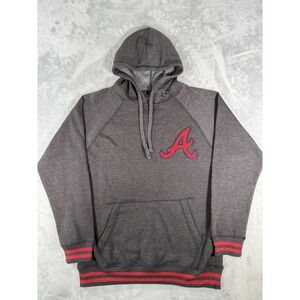 Atlanta Braves Stitches Hoodie Men's Medium Grey Red MLB Pullover